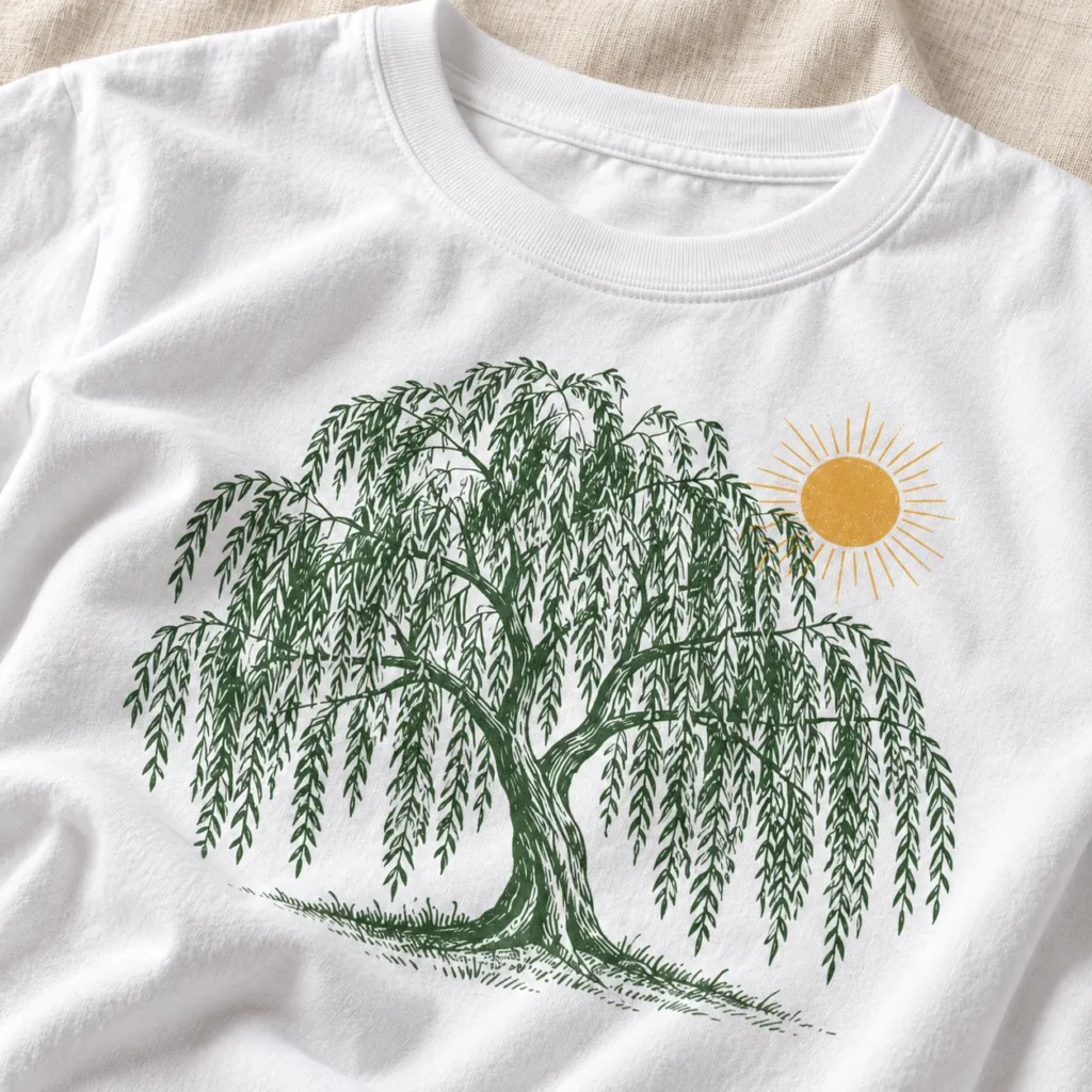 Willow Picnic Graphic T-Shirt — detail design mockup