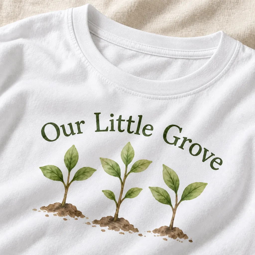 Our Little Grove Graphic T-Shirt — detail design mockup