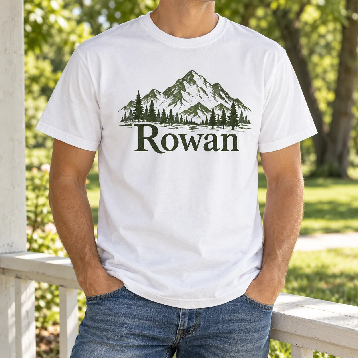 Name Trail Graphic T-Shirt — lifestyle design mockup