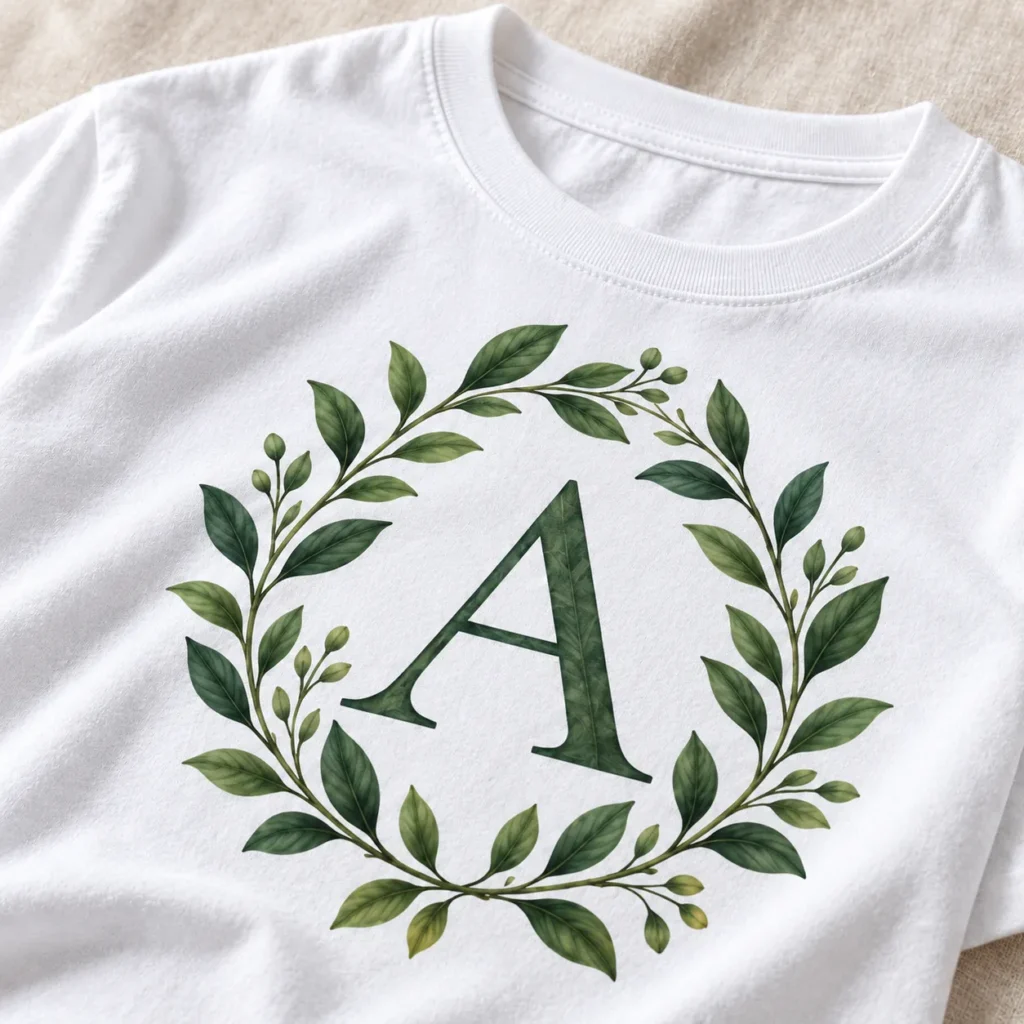 Garden Initial Graphic T-Shirt — detail design mockup