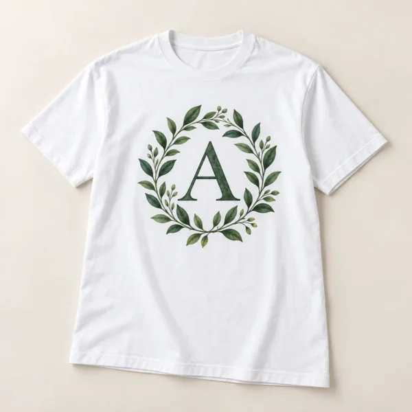 Garden Initial Graphic T-Shirt — main design mockup