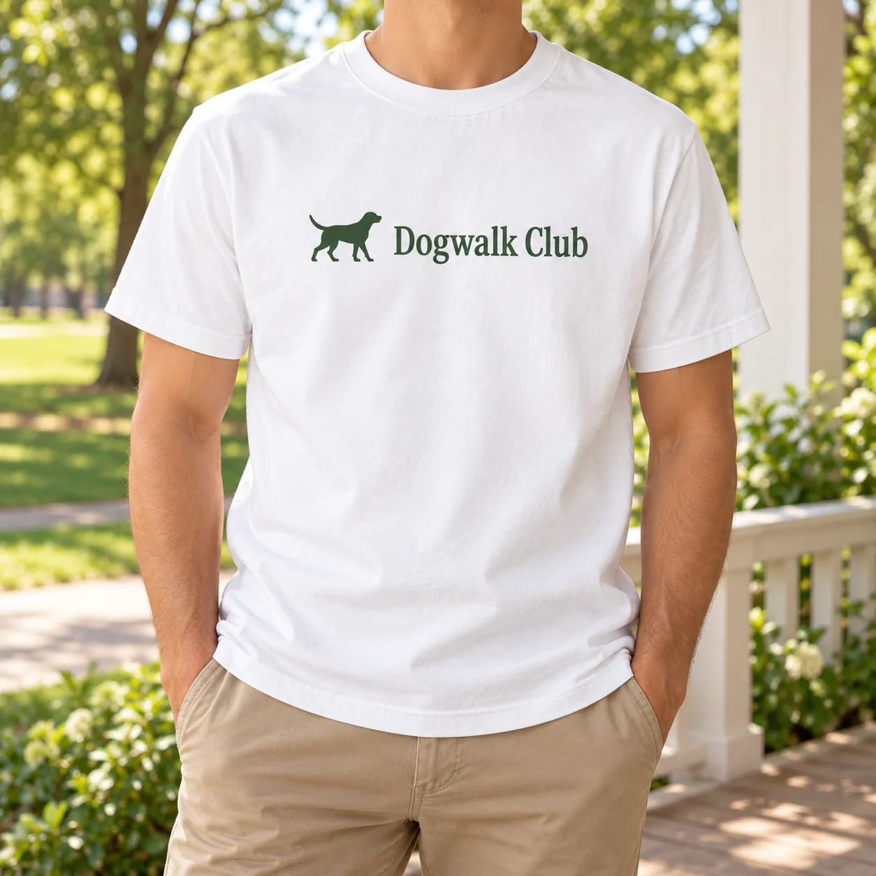 Dogwalk Club Graphic T-Shirt — lifestyle design mockup
