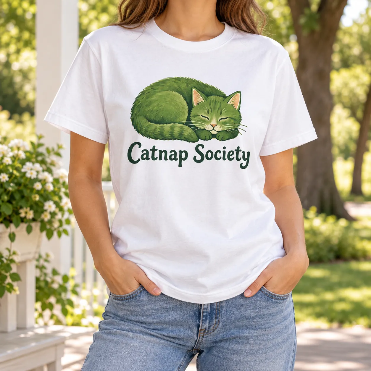 Catnap Society Graphic T-Shirt — lifestyle design mockup