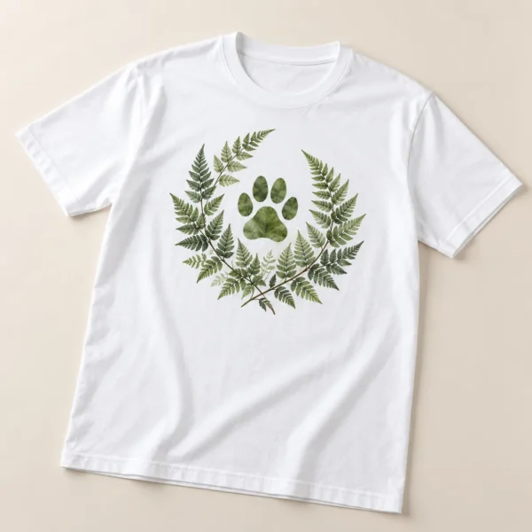 Paw And Fern Graphic T-Shirt — main design mockup