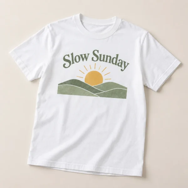 Slow Sunday Graphic T-Shirt — main design mockup