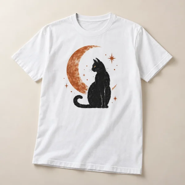 Moon Cat Graphic T-Shirt — main design mockup