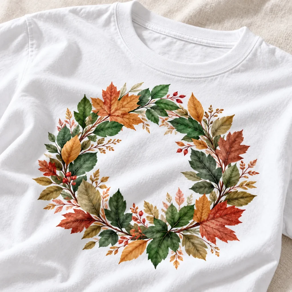 Harvest Leaves Graphic T-Shirt — detail design mockup