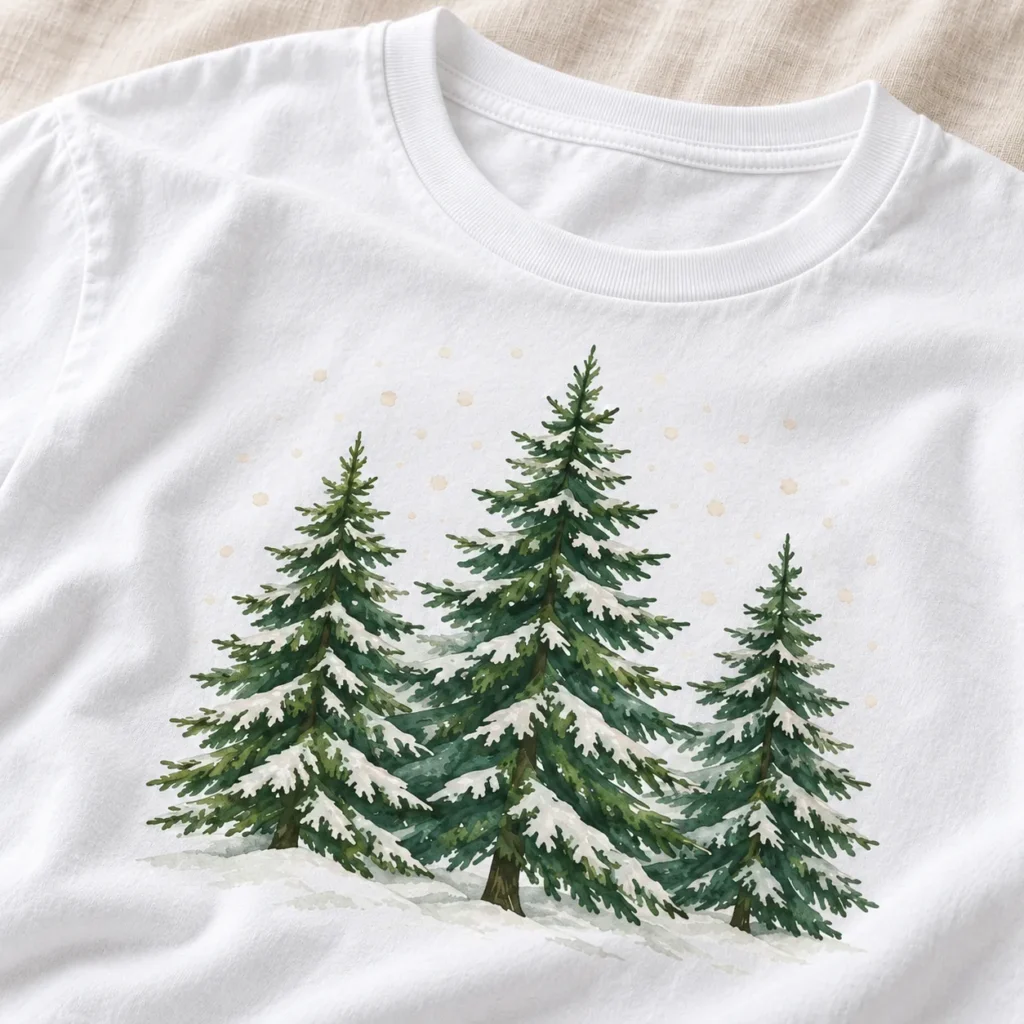 Winter Pines Graphic T-Shirt — detail design mockup