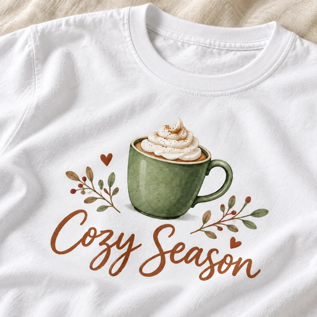 Cozy Season Graphic T-Shirt — detail design mockup