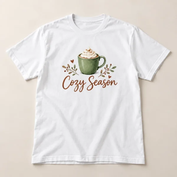 Cozy Season Graphic T-Shirt — main design mockup