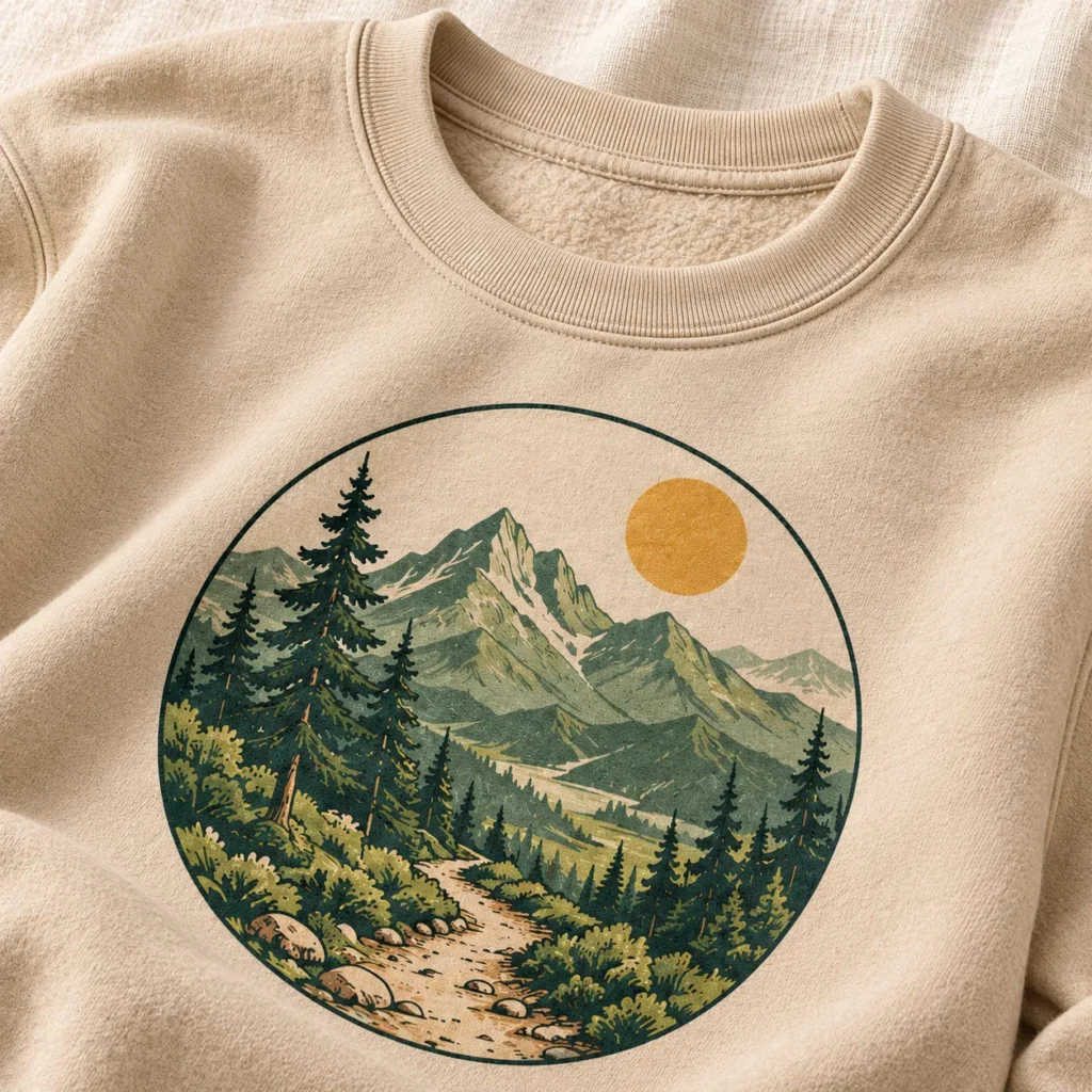 Trail Keeper Crewneck Sweatshirt — detail design mockup