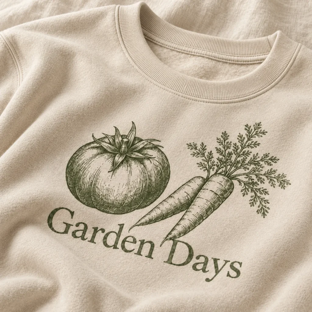 Garden Days Crewneck Sweatshirt — detail design mockup