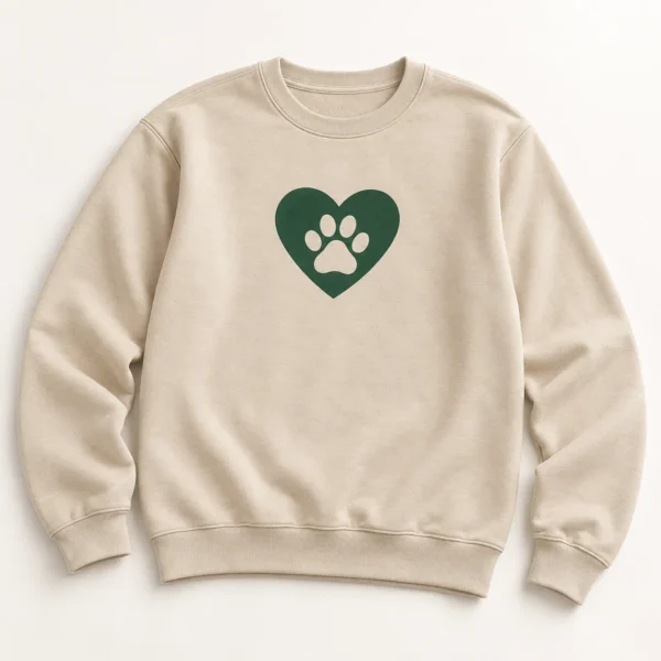 Pawprint Heart Crewneck Sweatshirt — main design mockup
