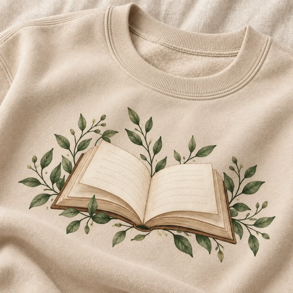 Reading Nook Crewneck Sweatshirt — detail design mockup