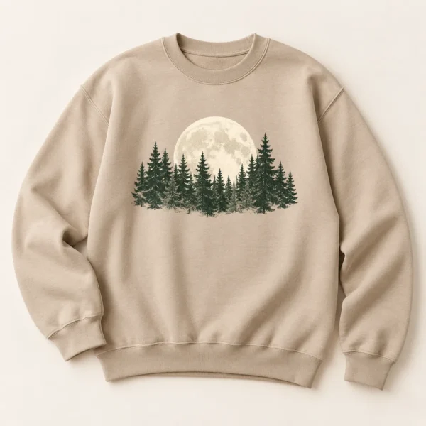 Evergreen Evening Crewneck Sweatshirt — main design mockup
