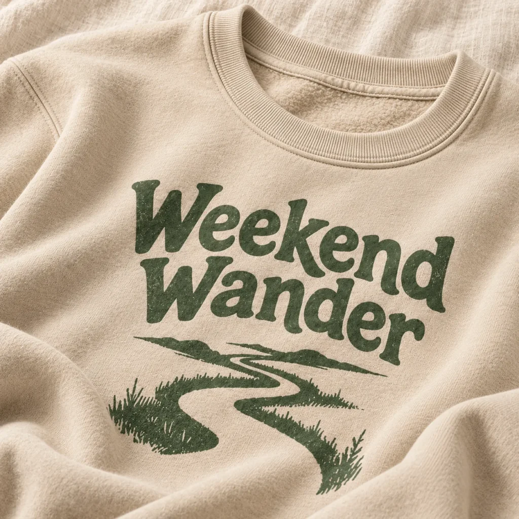 Weekend Wander Crewneck Sweatshirt — detail design mockup