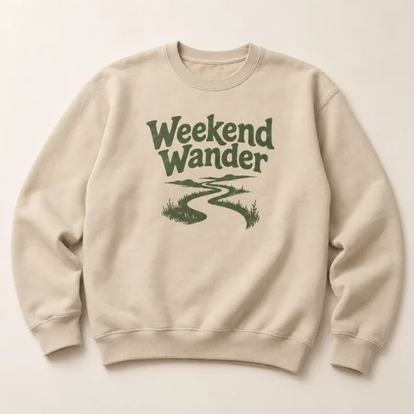 Weekend Wander Crewneck Sweatshirt — main design mockup