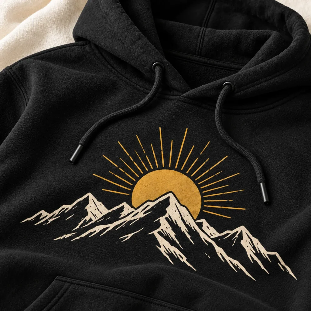 Mountain Pause Pullover Hoodie — detail design mockup