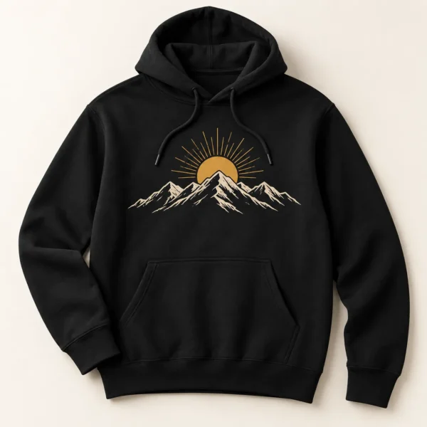 Mountain Pause Pullover Hoodie — main design mockup