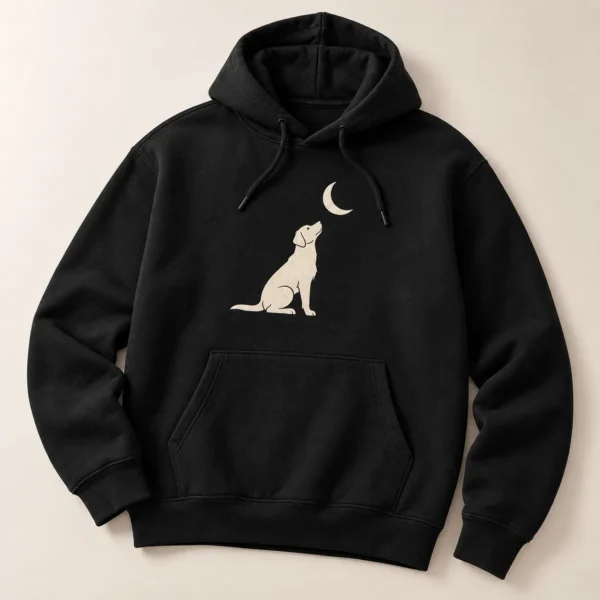 Dog And Moon Pullover Hoodie — main design mockup