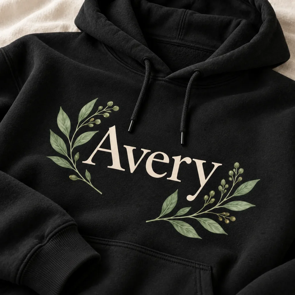 Botanical Name Pullover Hoodie — detail design mockup