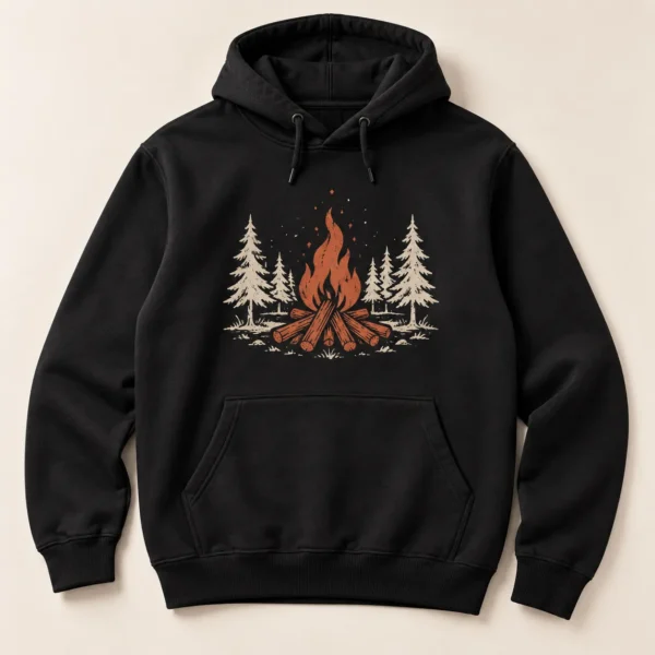 Campfire Hours Pullover Hoodie — main design mockup