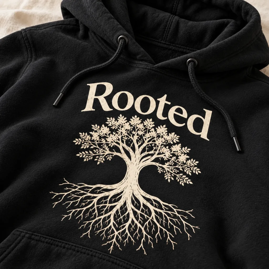 Rooted Family Pullover Hoodie — detail design mockup